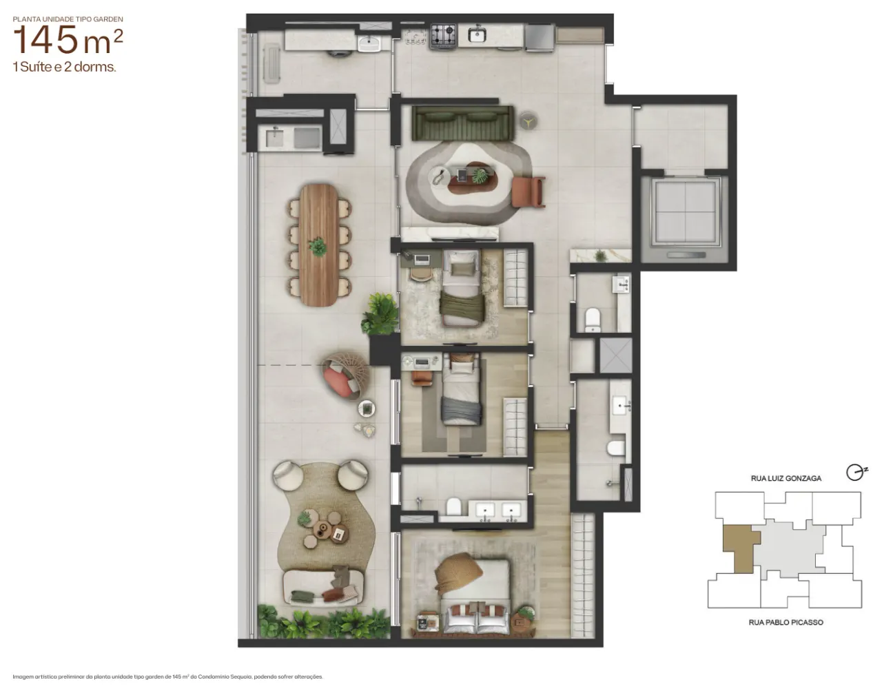 Garden 145 m² com 3 quartos e terraço no Jardim das Perdizes